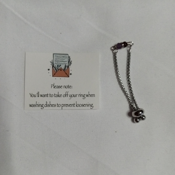 Amethyst And Garnet Bolo Adjustable Ring Natural Gemstone Crystal Beads - Picture 5 of 6